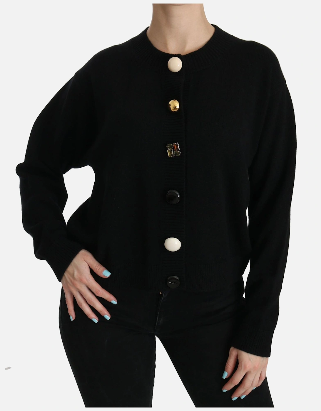 Dolce Gabbana Cardigan Long Sleeve Round Neck Women - Black Sweaters