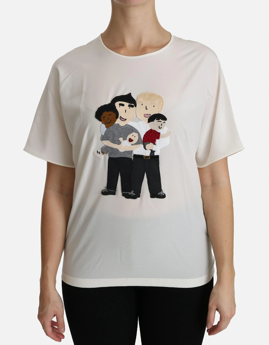 Dolce & Gabbana Women's White Dolce Gabbana Family Appliqu Tshirt Tsh4297 - T-Shirts - : Size 6