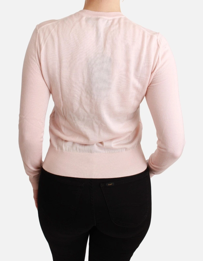 Floral Embroidered Cashmere Pullover Women - Pink Sweaters
