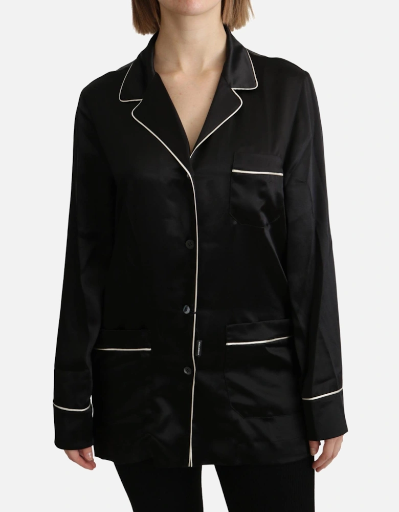 Dolce Gabbana Sleepshirt Black Silk PJ Top Women Shirts