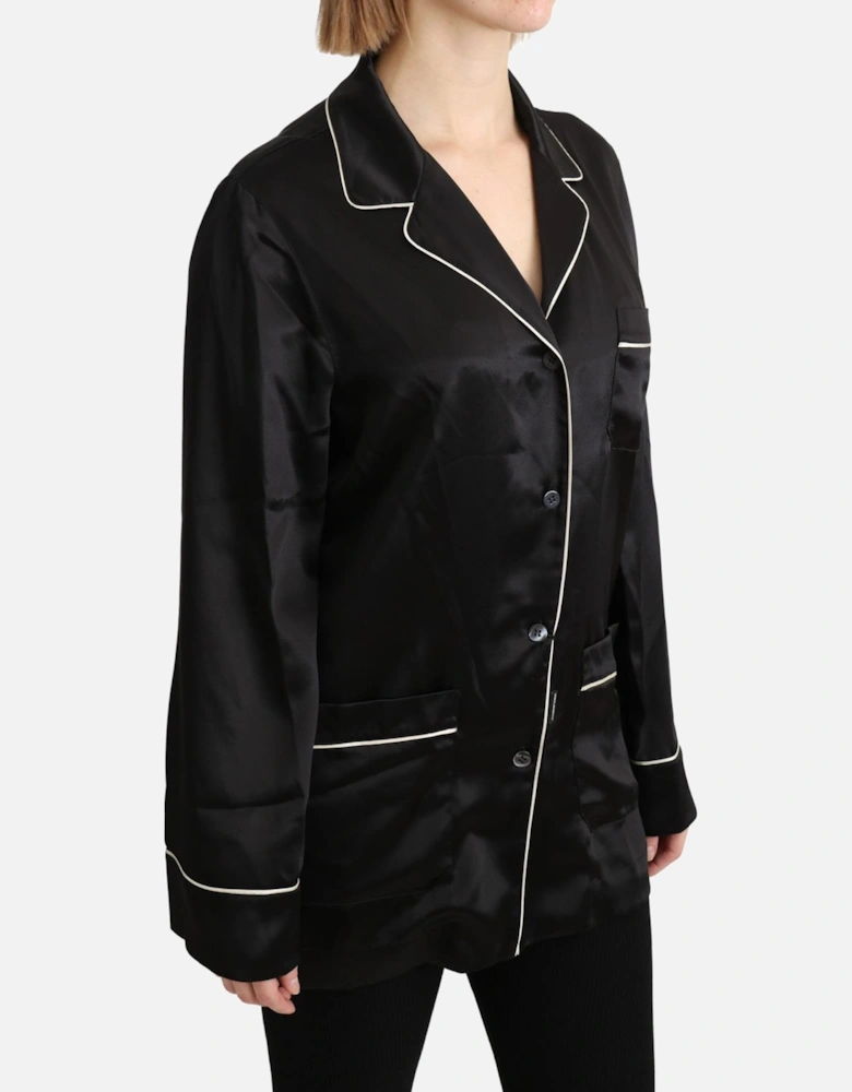 Dolce Gabbana Sleepshirt Black Silk PJ Top Women Shirts