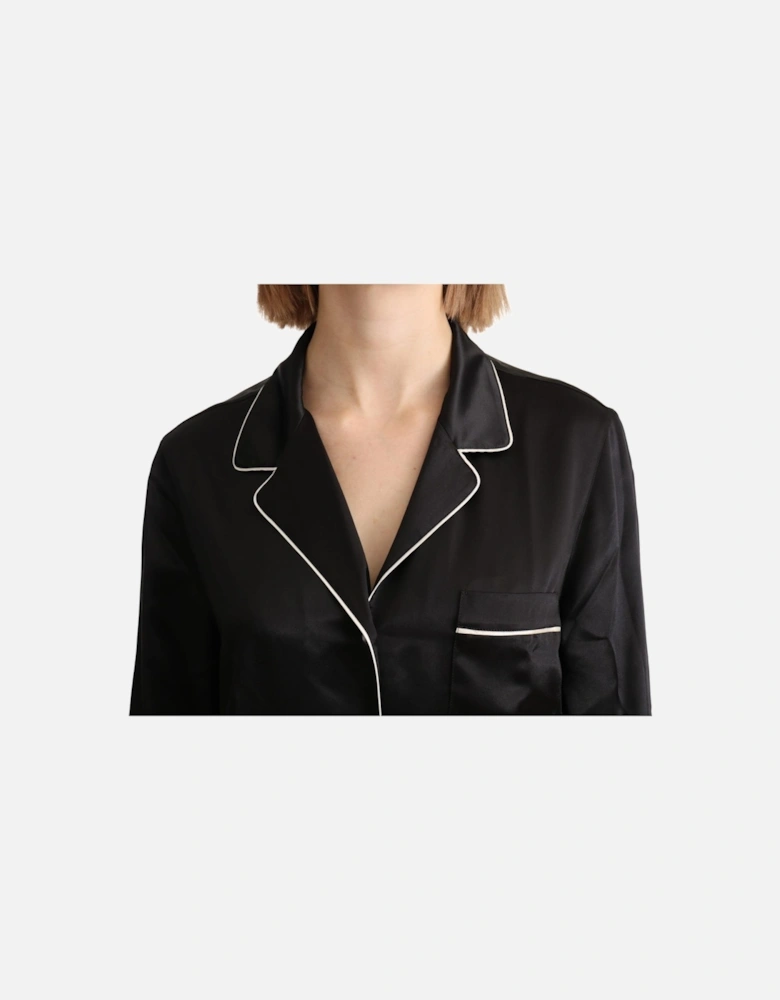 Dolce Gabbana Sleepshirt Black Silk PJ Top Women Shirts
