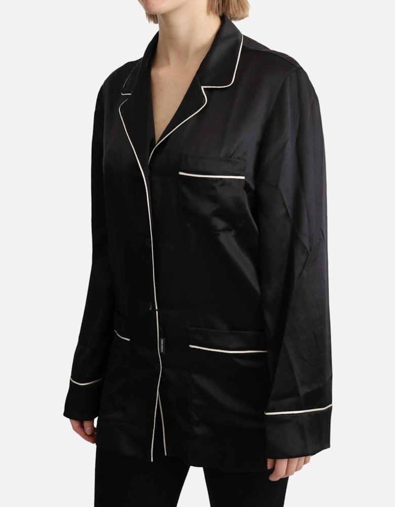 Dolce Gabbana Sleepshirt Black Silk PJ Top Women Shirts