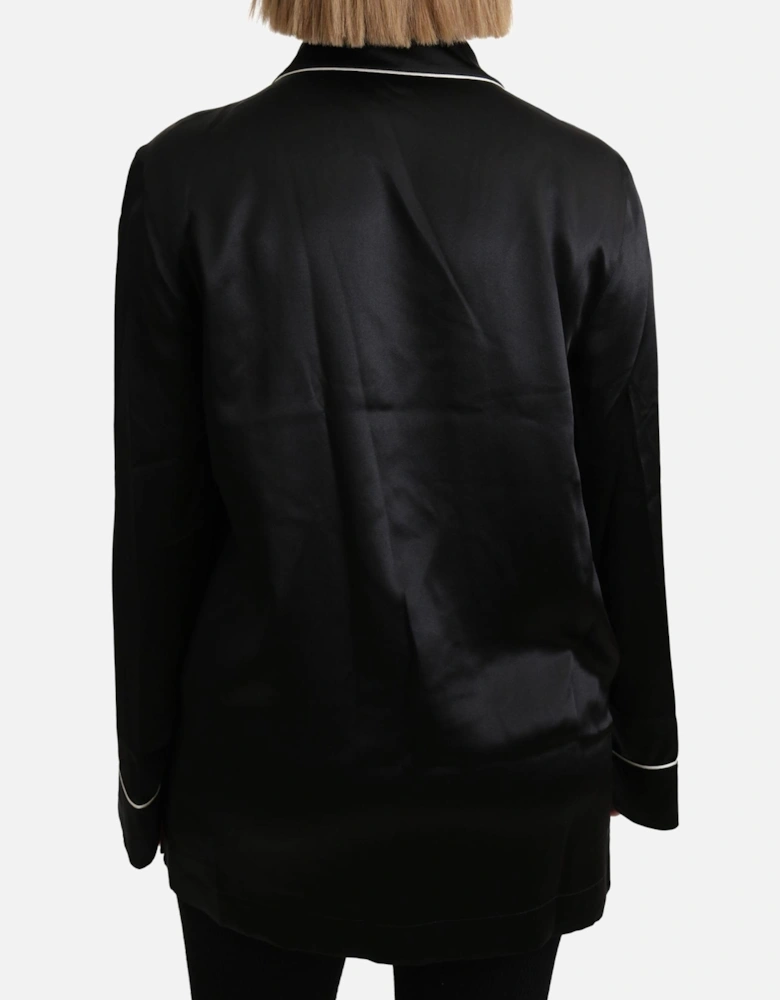 Dolce Gabbana Sleepshirt Black Silk PJ Top Women Shirts