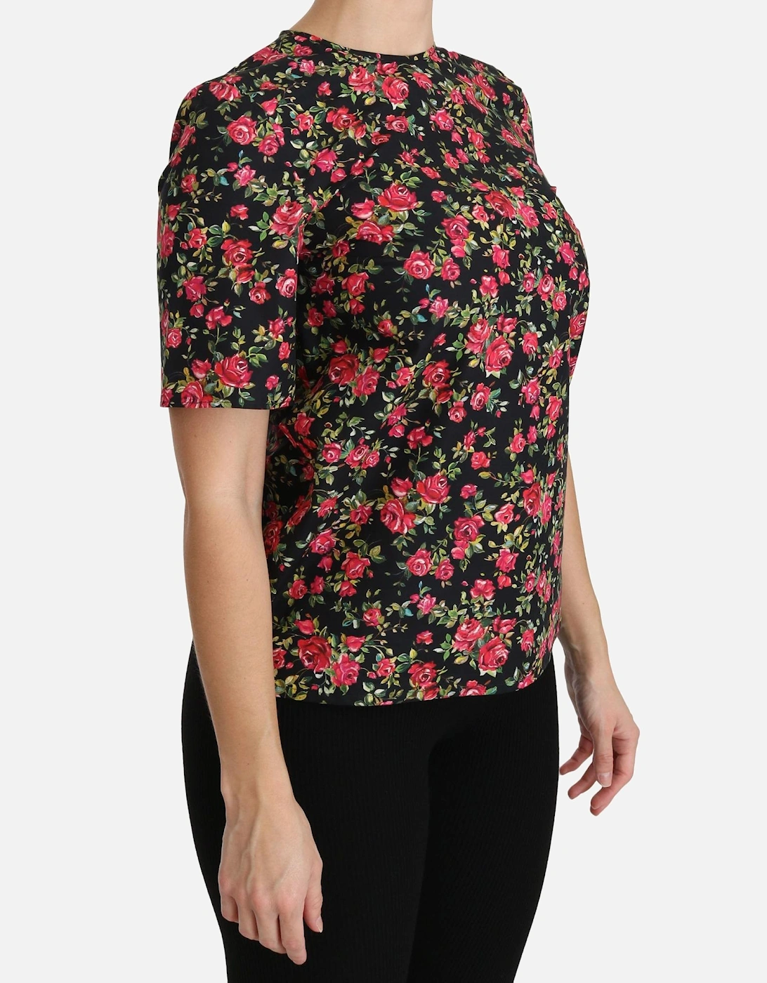 Dolce Gabbana FloralPrint Top TSH4267 Women - Black T-Shirts