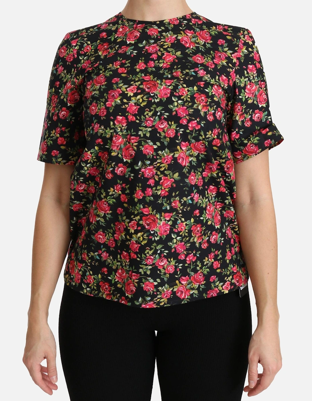 Dolce Gabbana FloralPrint Top TSH4267 Women - Black T-Shirts, 6 of 5