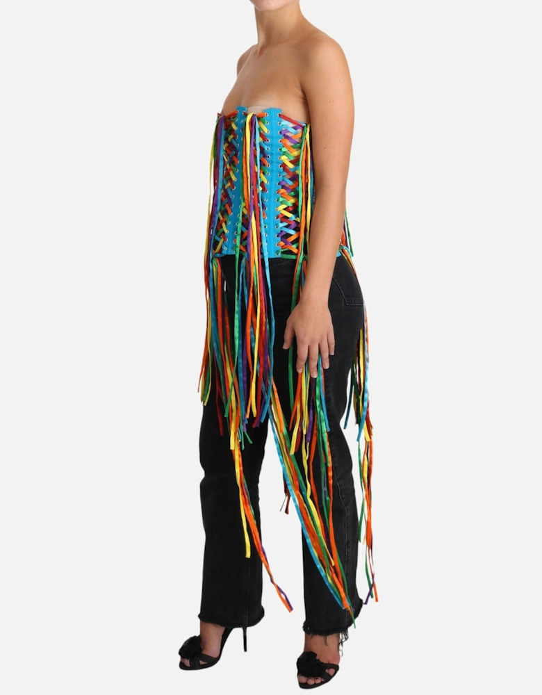 Rainbow LaceUp Corset Top TSH3405 Women - Multicolor T-Shirts