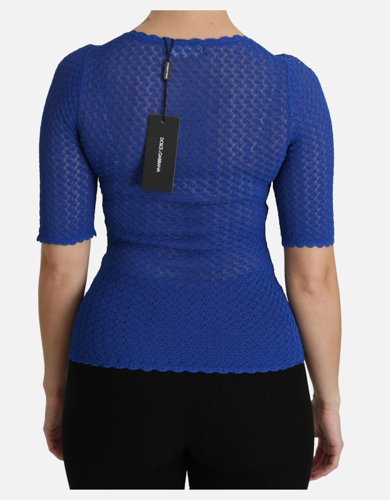 Dolce Gabbana Lace Top TSH4243 Women - Blue T-Shirts