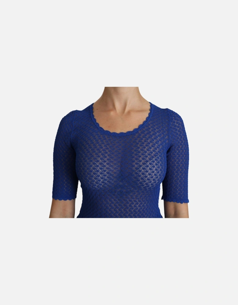 Dolce Gabbana Lace Top TSH4243 Women - Blue T-Shirts