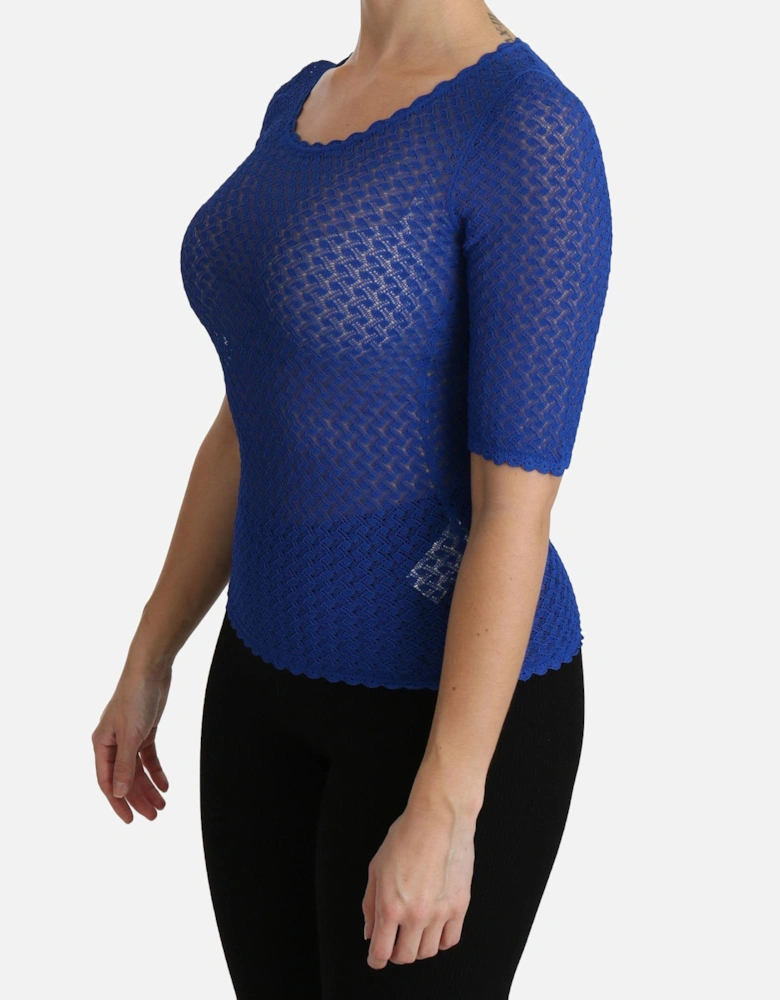 Dolce Gabbana Lace Top TSH4243 Women - Blue T-Shirts