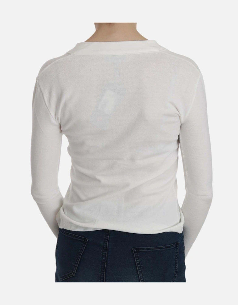 VNeck Knit Cardigan Women - White Sweaters
