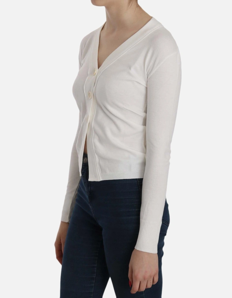 VNeck Knit Cardigan Women - White Sweaters
