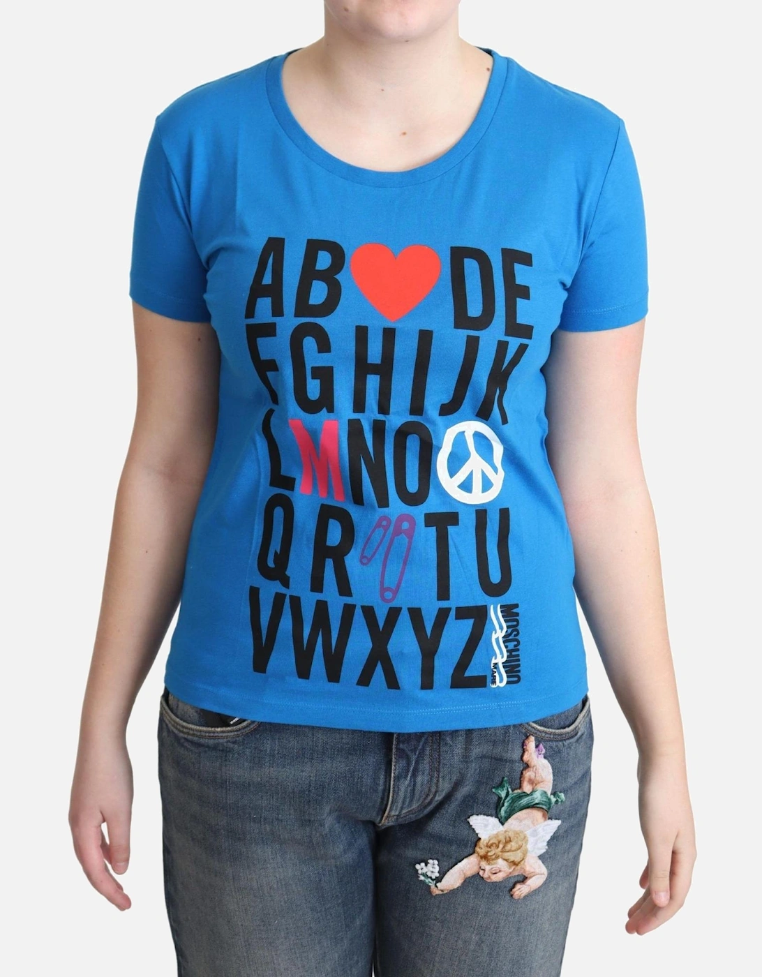 Alphabet Tee Short Sleeve Crew Neck Women - Blue T-Shirts, 5 of 4