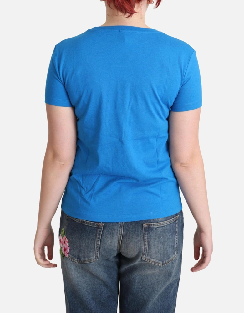 Alphabet Tee Short Sleeve Crew Neck Women - Blue T-Shirts