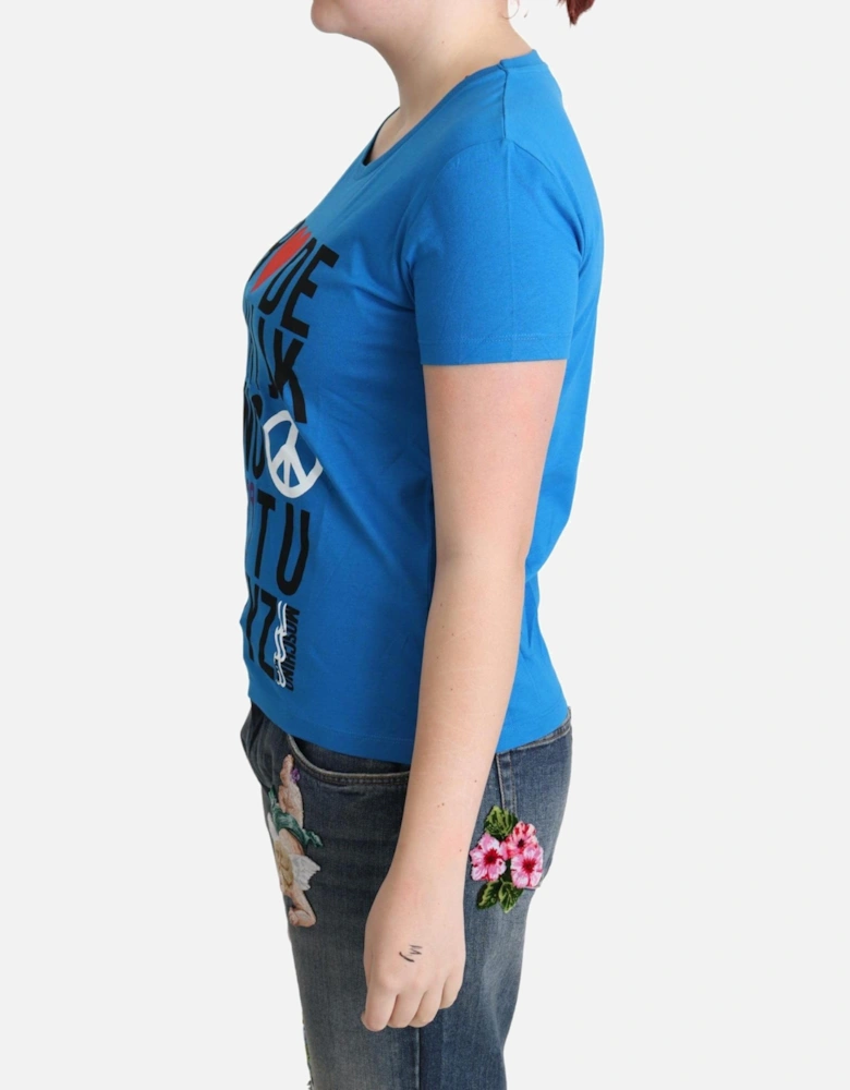 Alphabet Tee Short Sleeve Crew Neck Women - Blue T-Shirts