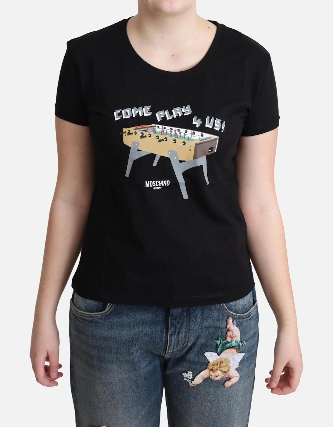 Foosball Tee Come Play 4 Us Women - Black T-Shirts, 5 of 4