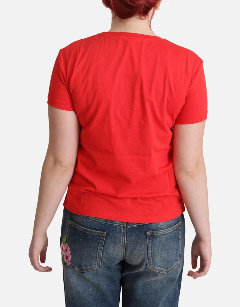 Triangle Swim Graphic Print Cotton T-shirt Women - Red