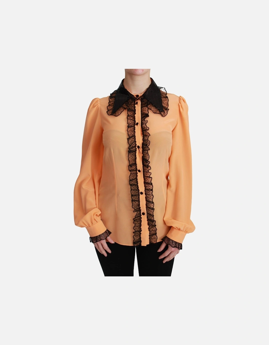 Dolce Gabbana Blouse Peach Silk Long Sleeves Women - Yellow Shirts, 6 of 5