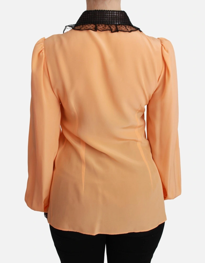 Dolce Gabbana Blouse Peach Silk Long Sleeves Women - Yellow Shirts