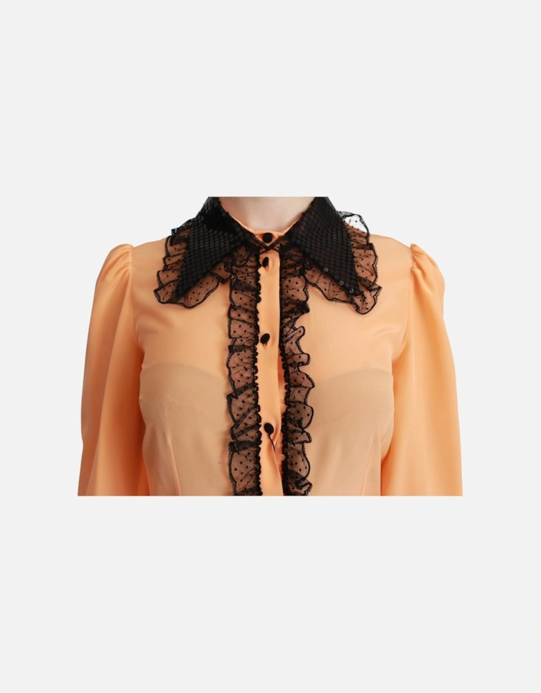 Dolce Gabbana Blouse Peach Silk Long Sleeves Women - Yellow Shirts
