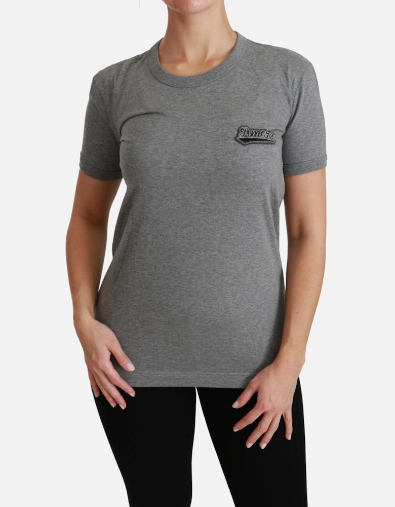Dolce Gabbana Amore Patch TShirt Grey Women - Gray T-Shirts