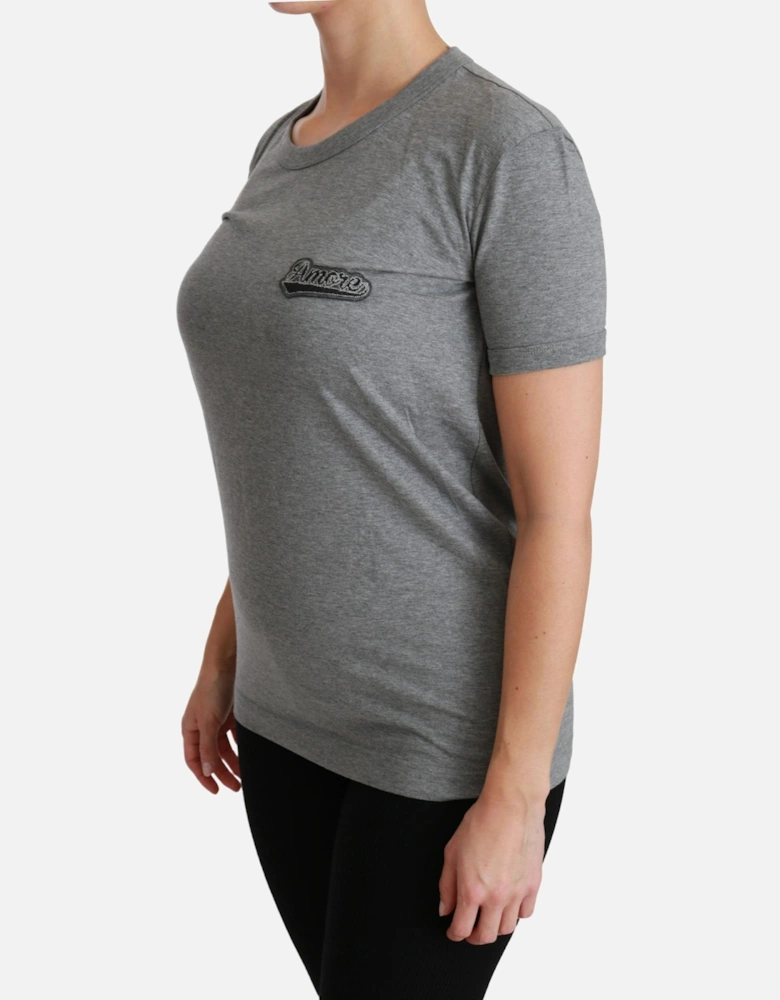 Dolce Gabbana Amore Patch TShirt Grey Women - Gray T-Shirts