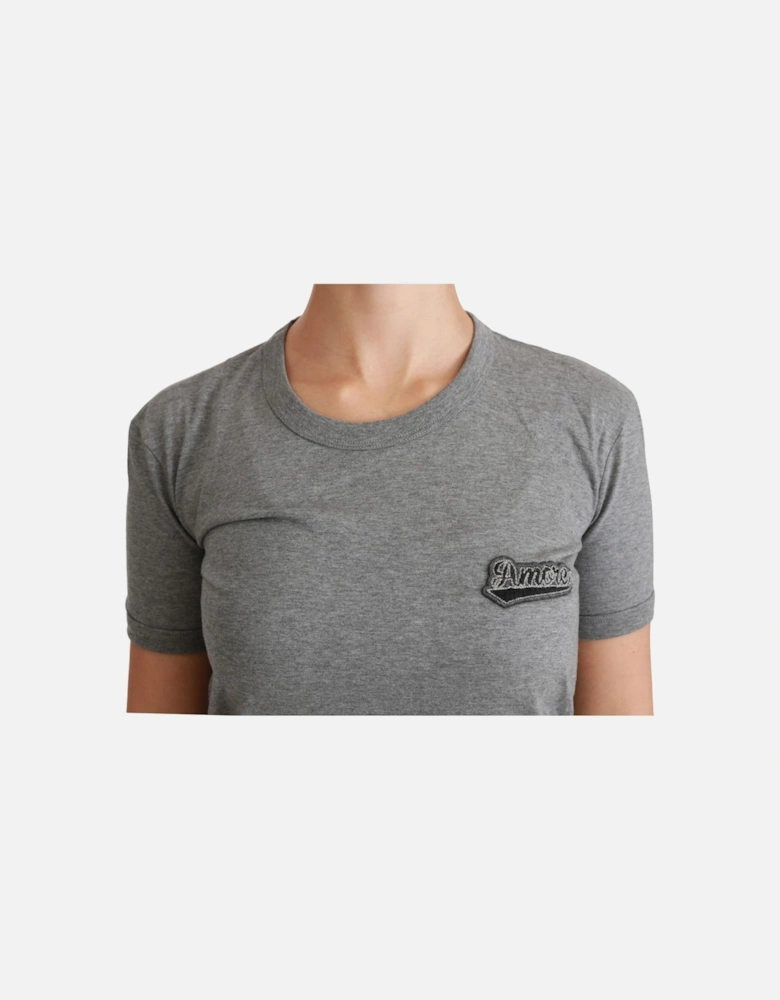 Dolce Gabbana Amore Patch TShirt Grey Women - Gray T-Shirts