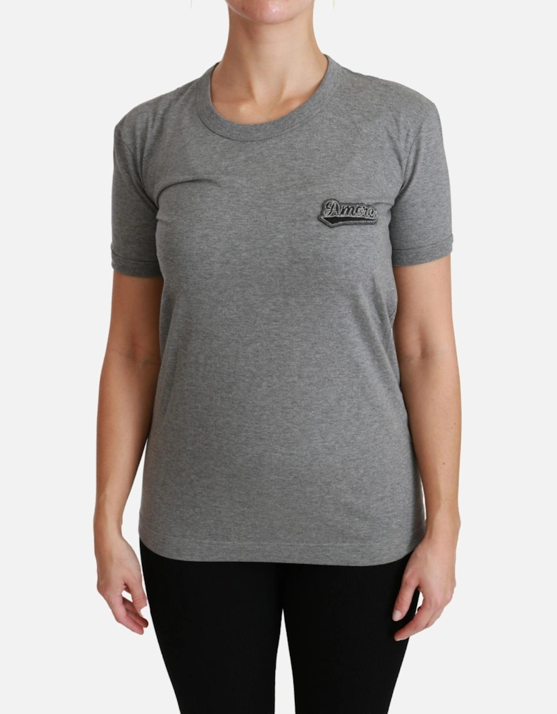 Dolce Gabbana Amore Patch TShirt Grey Women - Gray T-Shirts