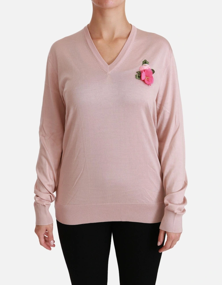 Dolce Gabbana Cashmere VNeck Sweater Women - Pink