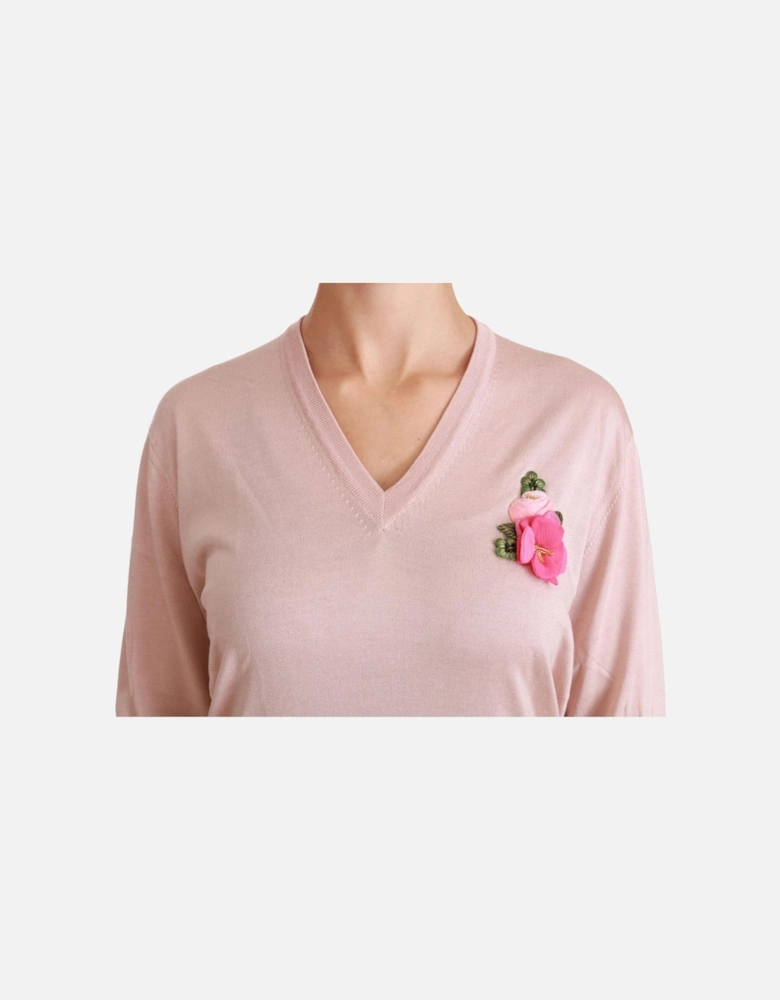Dolce Gabbana Cashmere VNeck Sweater Women - Pink