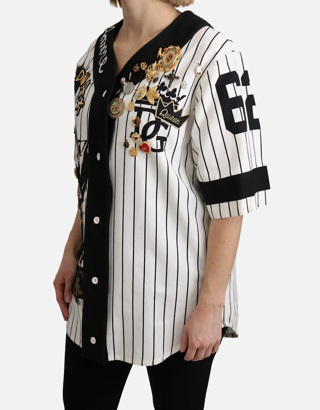 Dolce Gabbana Baseball Shirt Short Sleeves Women - White