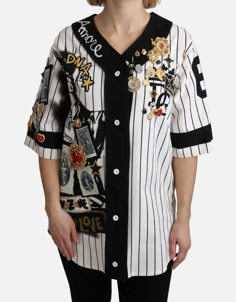 Dolce Gabbana Baseball Shirt Short Sleeves Women - White
