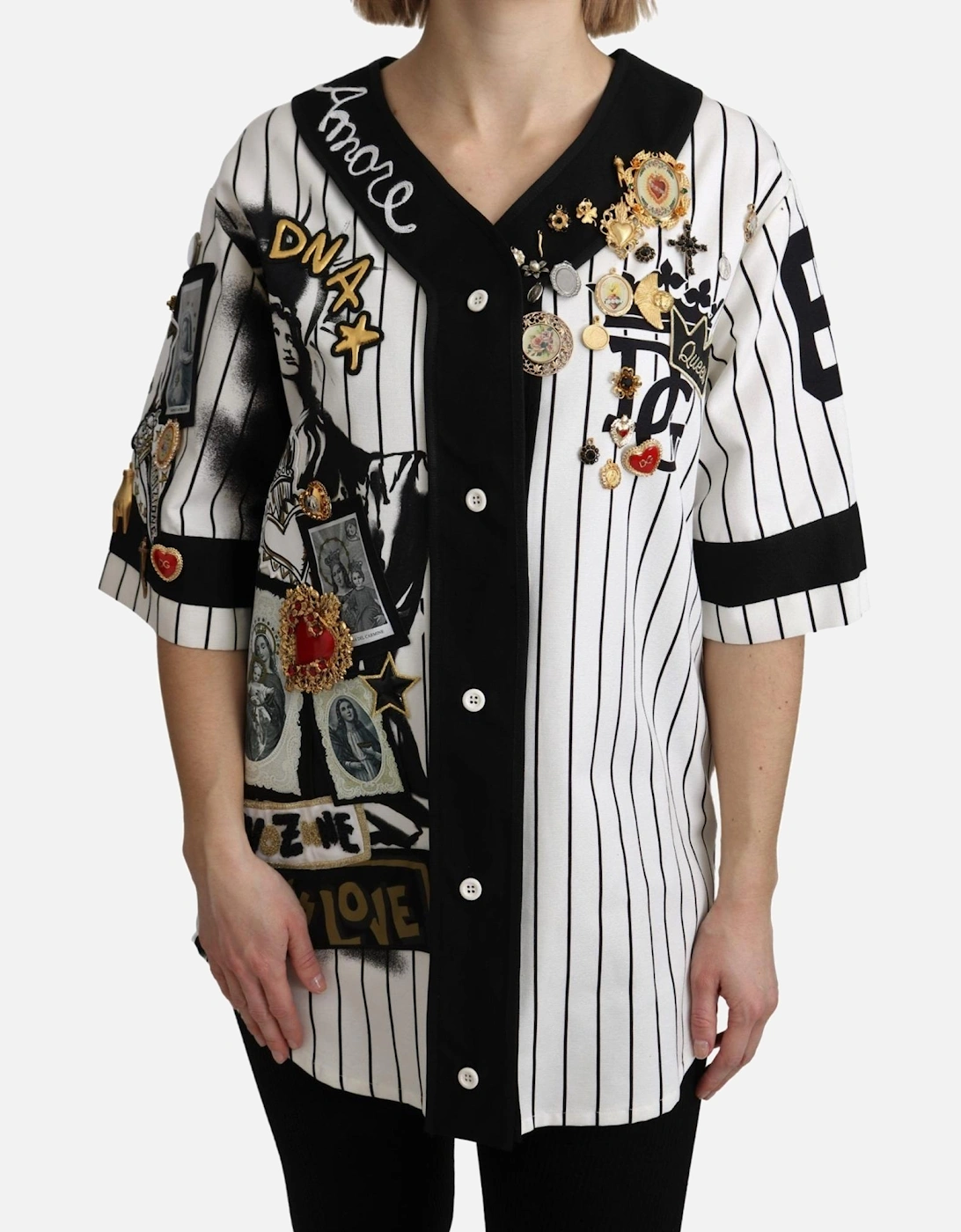 Dolce Gabbana Baseball Shirt Short Sleeves Women - White, 6 of 5