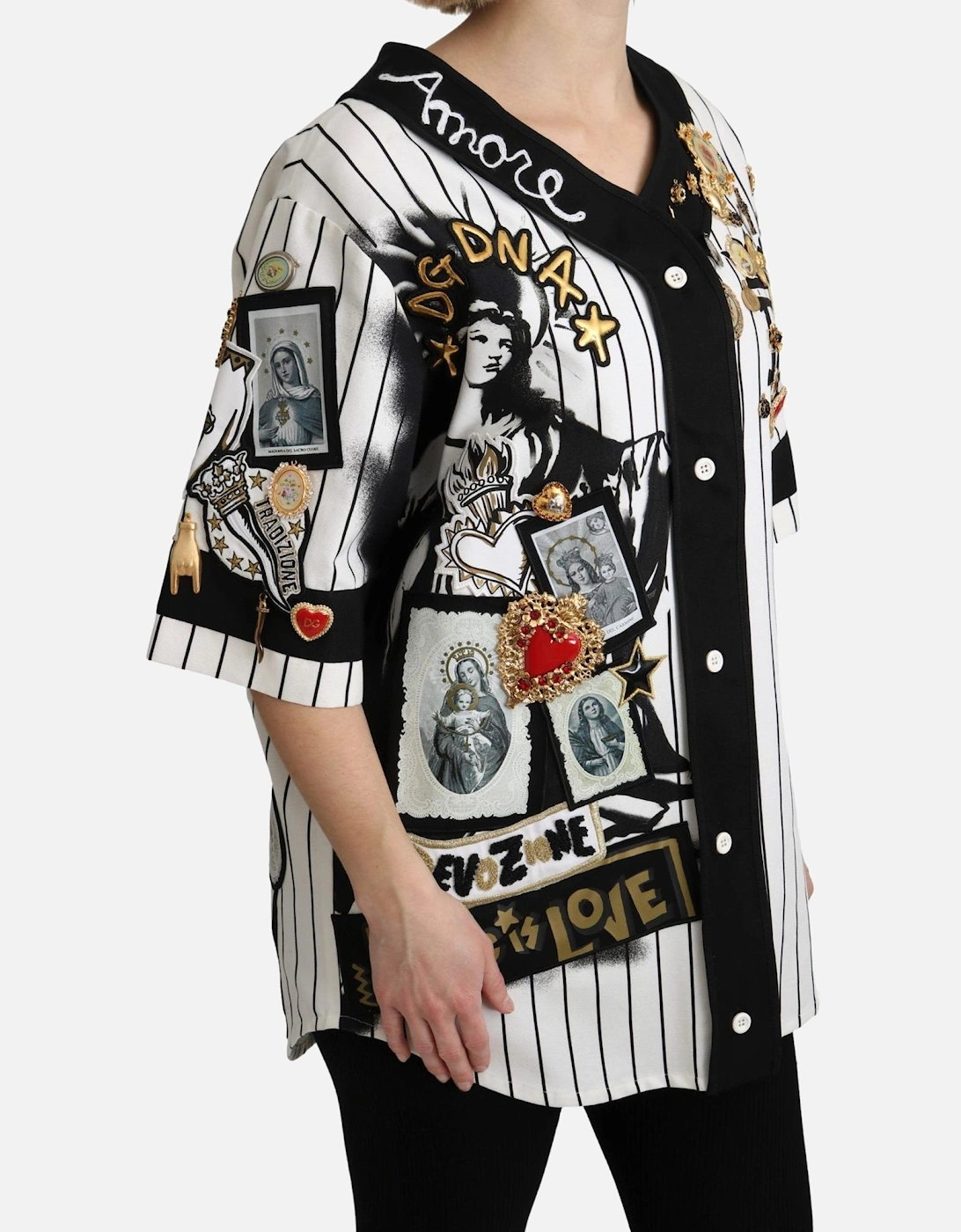 Dolce Gabbana Baseball Shirt Short Sleeves Women - White