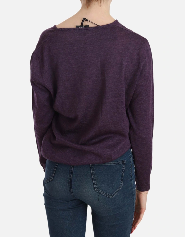 Pullover Sweater Long Sleeve VNeck Women - Purple T-Shirts