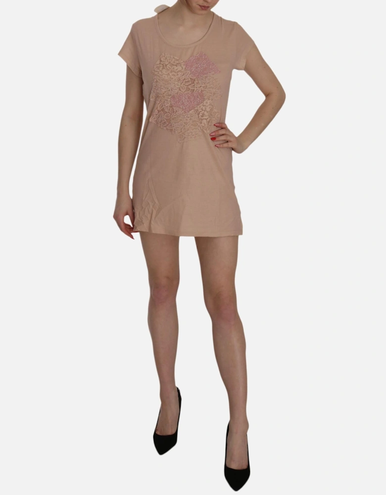 Lace Applique Mini Dress Women - Pink Dresses
