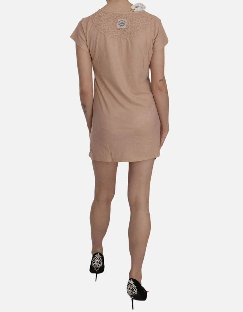 Lace Applique Mini Dress Women - Pink Dresses