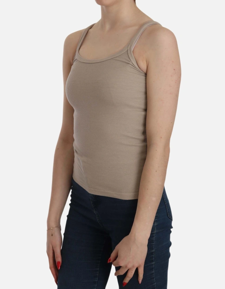 Ribbed Tank Top Scoop Neck Slim Fit Women - Brown T-Shirts