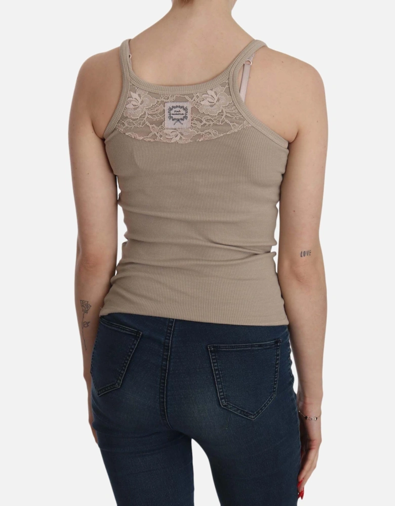 Ribbed Tank Top Scoop Neck Slim Fit Women - Brown T-Shirts