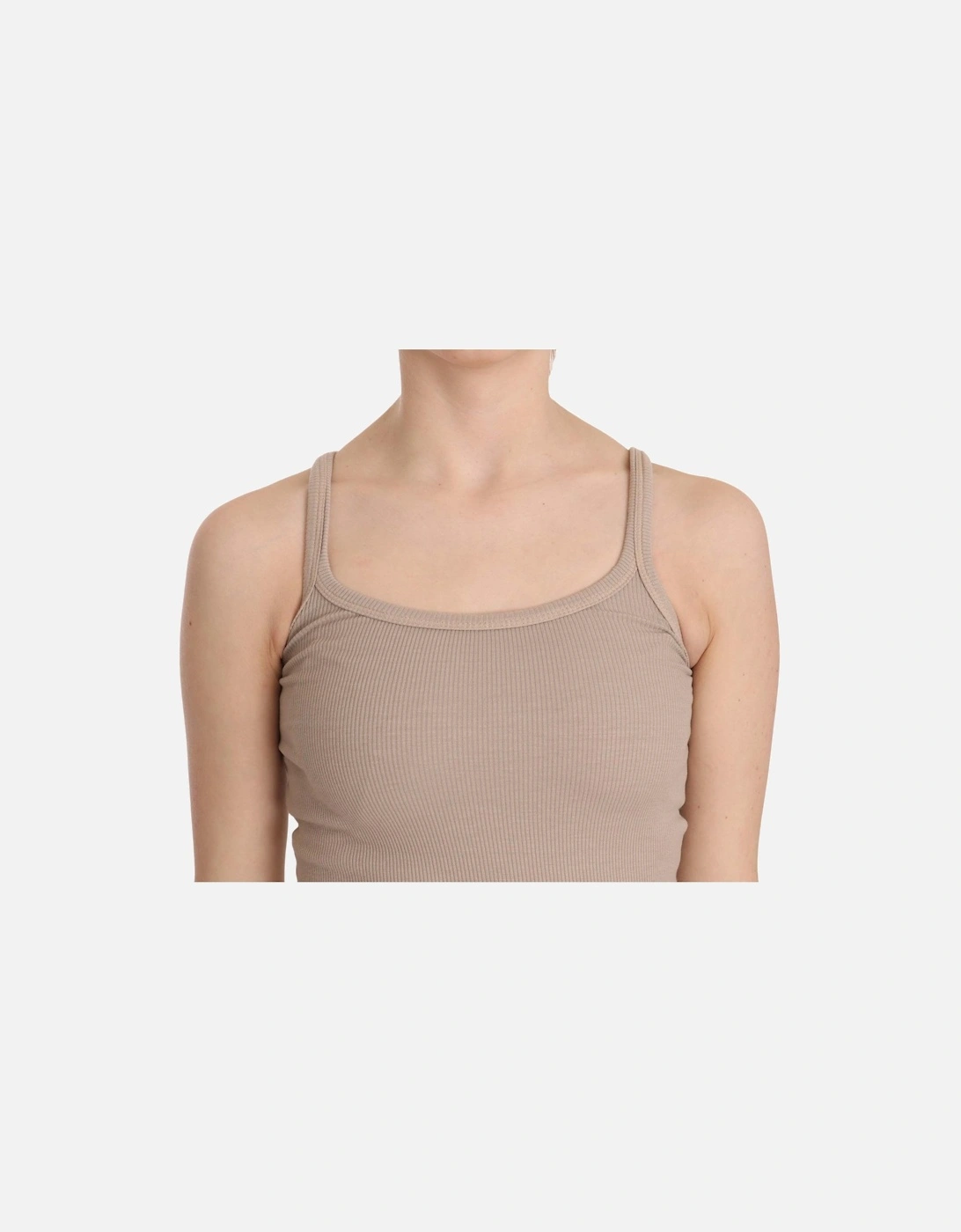 Ribbed Tank Top Scoop Neck Slim Fit Women - Brown T-Shirts