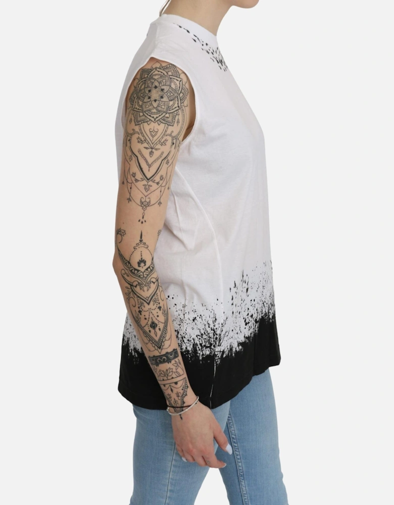 TShirt Splatter Print Sleeveless Top Women - White T-Shirts