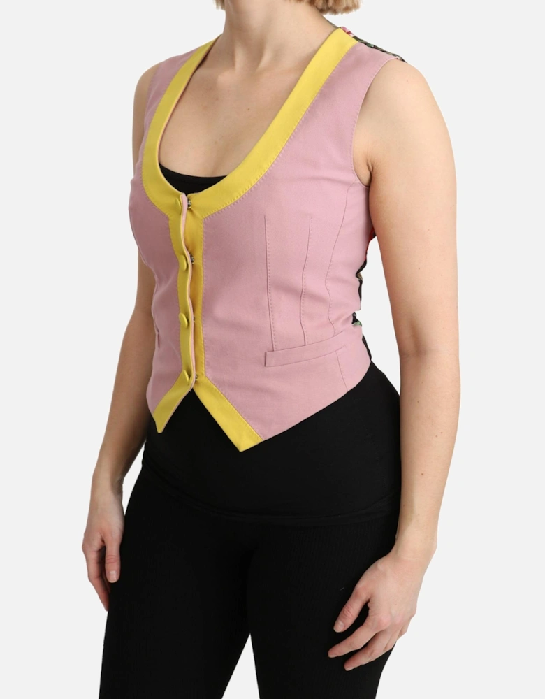 Sleeveless U-Neck Vest Waistcoat with Button Closure Women - Pink