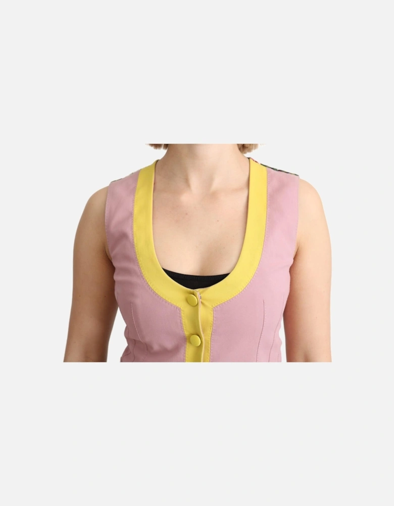 Sleeveless U-Neck Vest Waistcoat with Button Closure Women - Pink