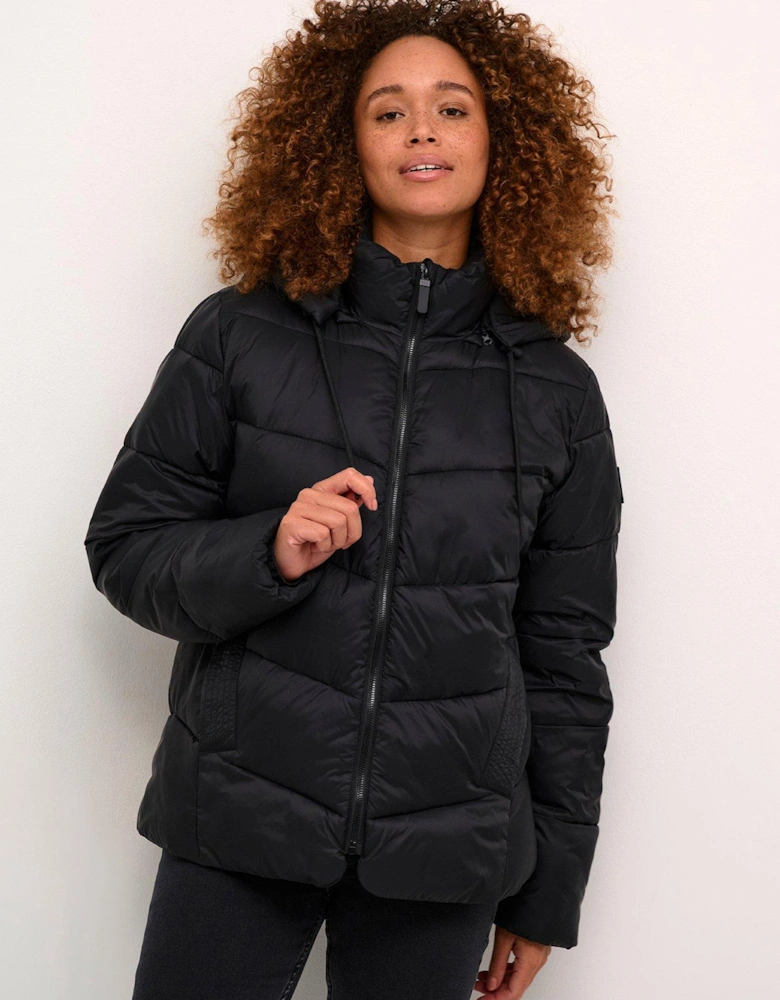 Kasusanne Hood Zipper Padded Jacket - Black