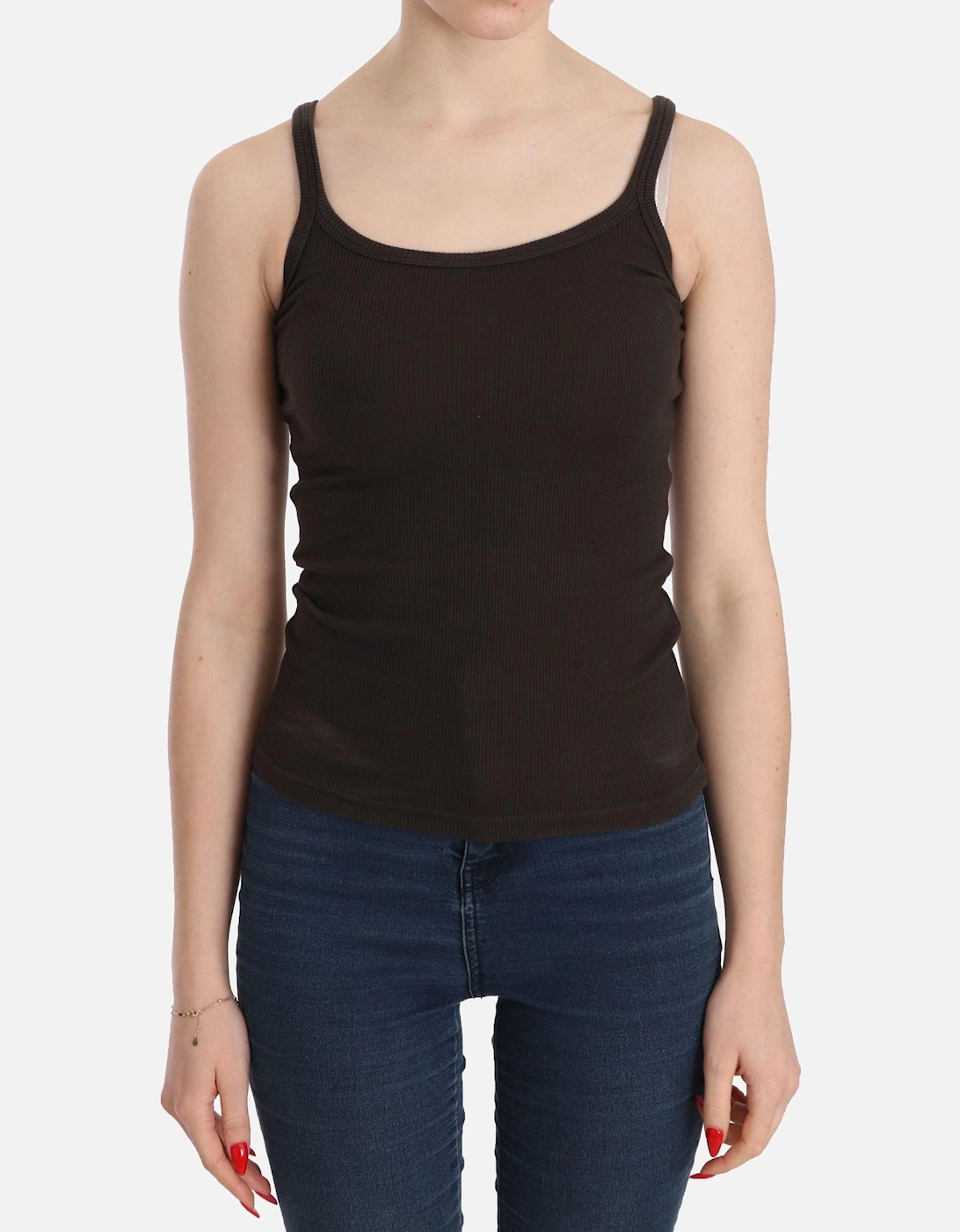 Ribbed Scoop Neck Tank Top Sleeveless Women - Brown T-Shirts, 6 of 5