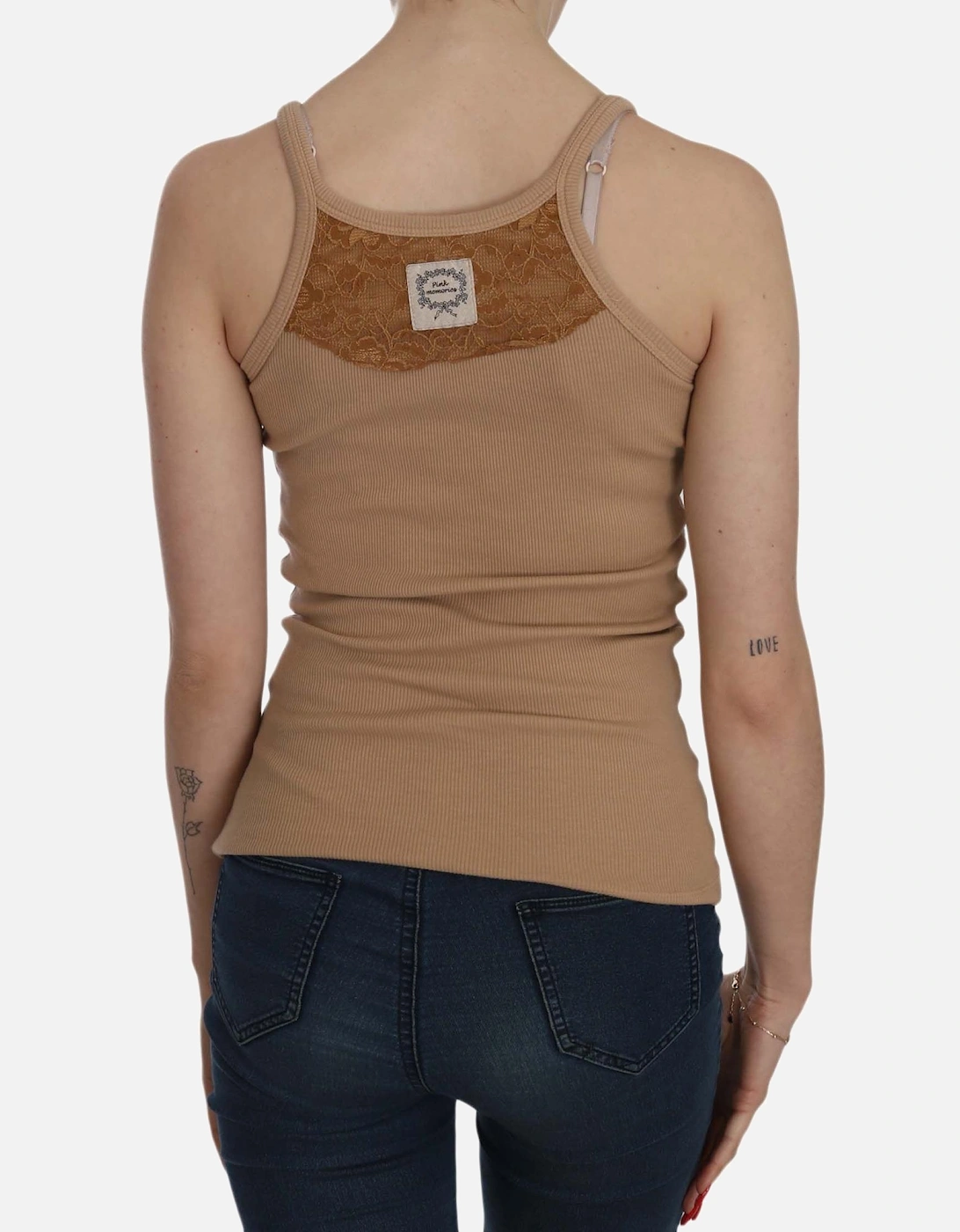 Ribbed Knit Tank Top Sleeveless Women - Beige T-Shirts