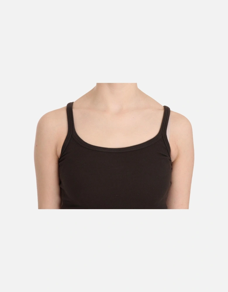 Ribbed Scoop Neck Tank Top Sleeveless Women - Brown T-Shirts