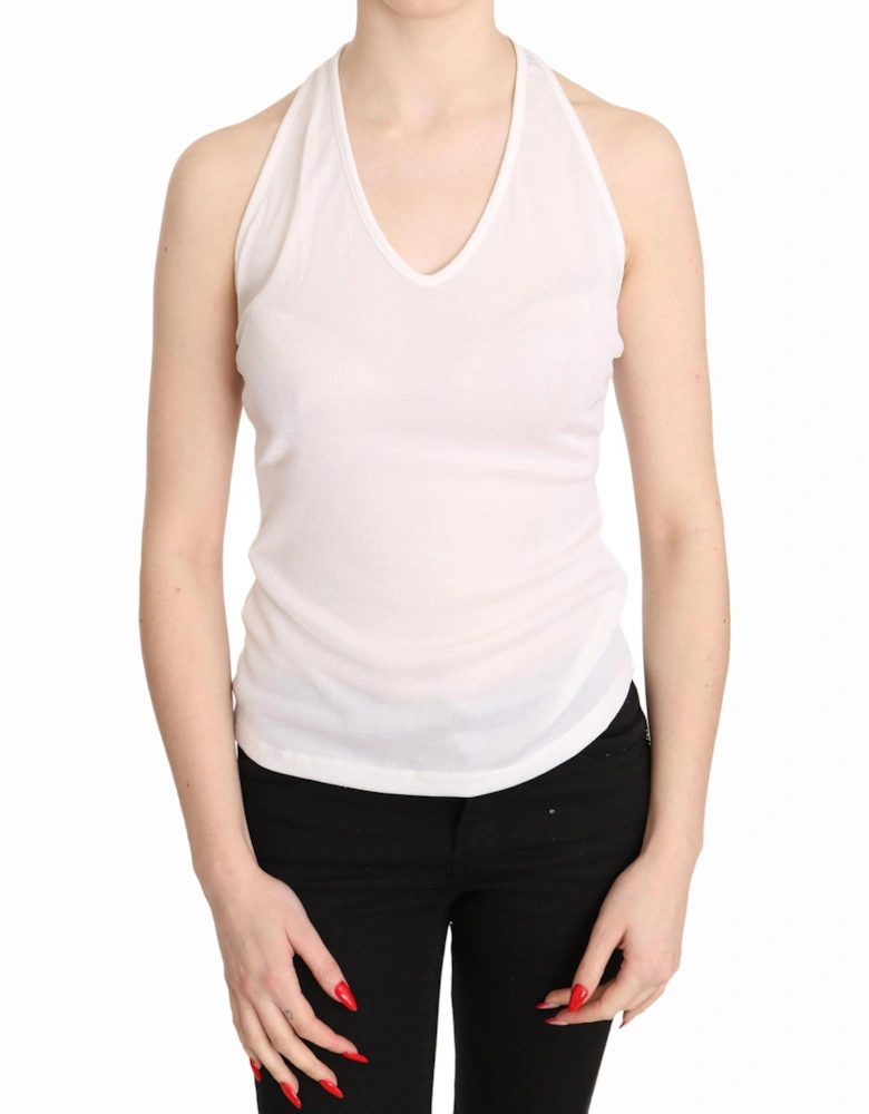 Halter Neck Sleeveless Top Women - White T-Shirts