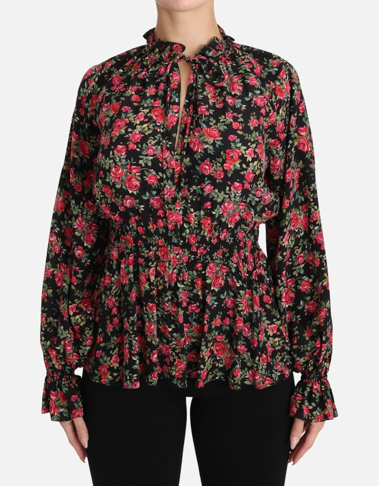 Floral Print Blouse TSH3131 Women - Black T-Shirts