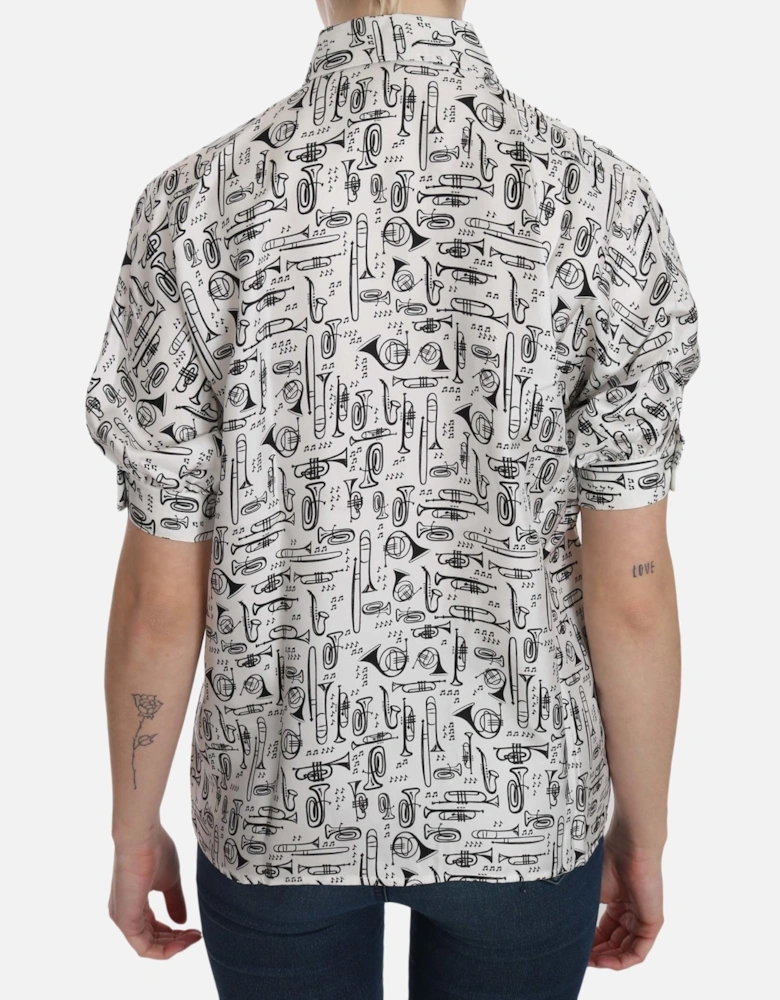 Dolce Gabbana Musical Print Silk Blouse Women - White Shirts